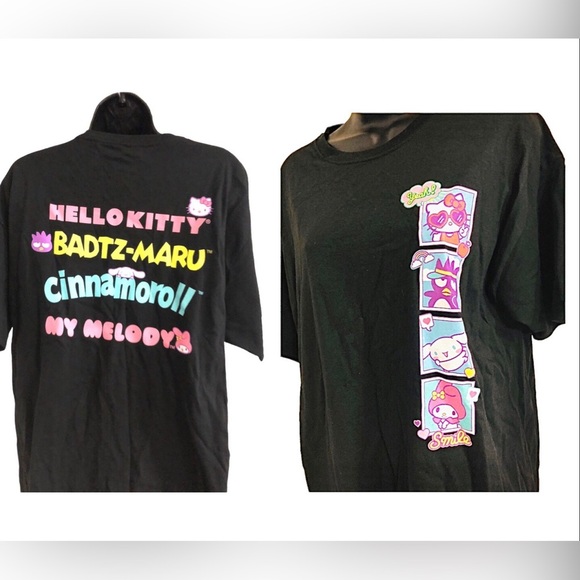 Hello Kitty black relaxed front back graphic print fit t-shirt size small‎ new - Picture 14 of 15
